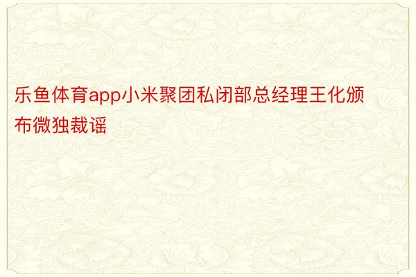乐鱼体育app小米聚团私闭部总经理王化颁布微独裁谣